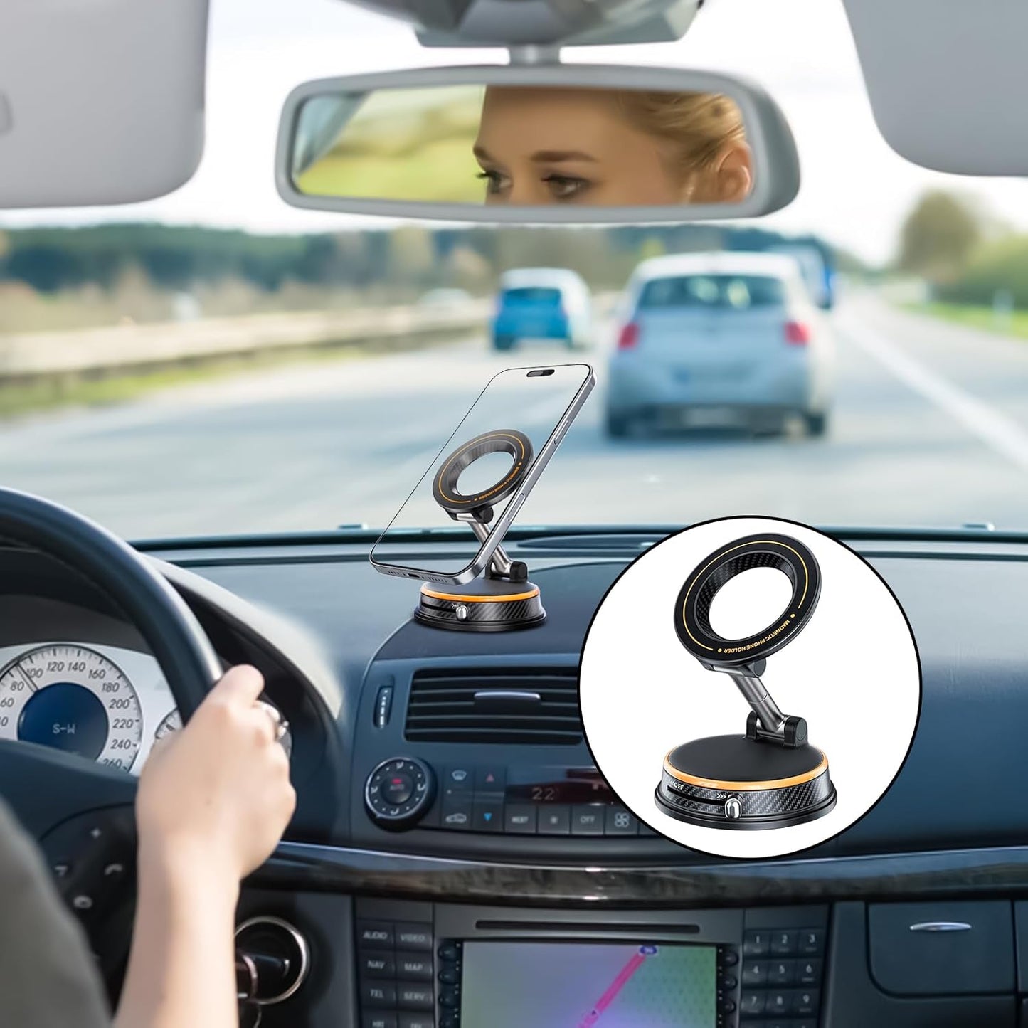 Vacuum-Lock Folding Magnetic Car Mount